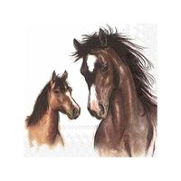 40x Gekleurde 3-laags servetten paarden 33 x 33 cm - thumbnail