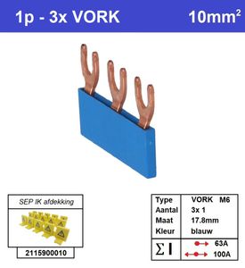 SEP Verdeelkam 1f Vork 3p 18mm blauw F01003B06