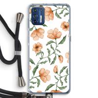 Peachy flowers: Motorola Moto G9 Plus Transparant Hoesje met koord