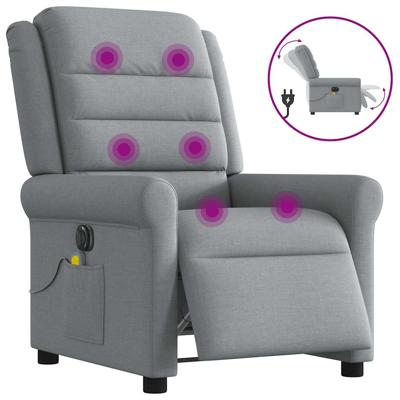 Massagestoel elektrisch verstelbaar stof lichtgrijs