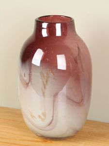 Glazen vaas mauve/wit, 27 cm
