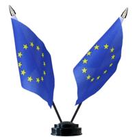 Europa tafelvlaggetjes set - dubbele vlaggetjes op 1 standaard - 10 x 15 cm mini vlaggen