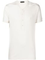 TOM FORD t-shirt en maille nervurée à boutonnière - Blanc - thumbnail