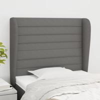 Hoofdbord met randen 83x23x118/128 cm stof donkergrijs