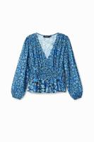 Plumeti blouse met bloemen - BLUE - M