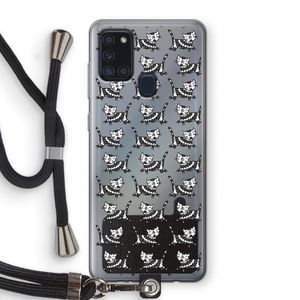 Zwarte poes: Samsung Galaxy A21s Transparant Hoesje met koord