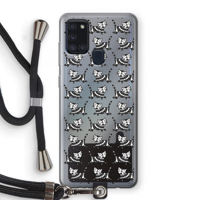 Zwarte poes: Samsung Galaxy A21s Transparant Hoesje met koord
