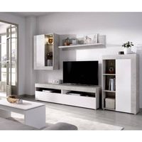 TOKIO TV-meubelset - Klassiek - Spaanplaat - Wit en beton - L 265 x D 42 x H 180 cm - thumbnail