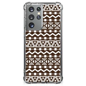 Samsung Galaxy S21 Ultra Doorzichtige Silicone Hoesje Aztec Brown