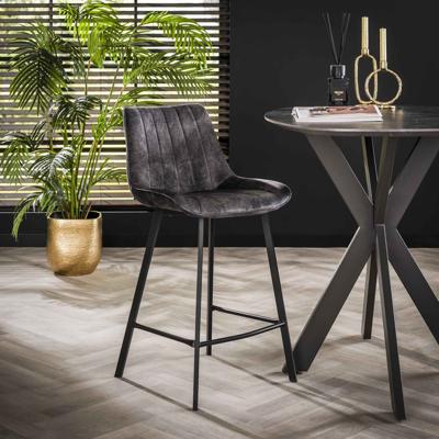 LifestyleFurn Barstoel 'Kora' Velvet, kleur Antraciet (zithoogte 66cm)