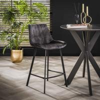 LifestyleFurn Barstoel 'Kora' Velvet, kleur Antraciet (zithoogte 66cm)