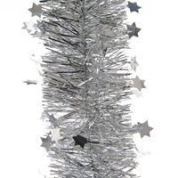 1x Kerst lametta guirlandes zilveren sterren/glinsterend 270 cm kerstboom versiering/decoratie   -