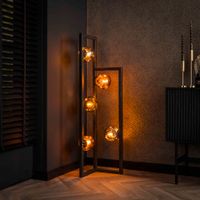 LifestyleFurn Vloerlamp Shahid Glas, 5-lamps - Artic zwart - thumbnail