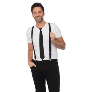 Carnaval verkleedset bretels en stropdas - zwart - volwassenen/unisex - feestkleding accessoir