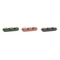 Set voor voorgerechtjes DKD Home Decor Bamboe 32 x 12,7 x 3,5 cm (3 Stuks)