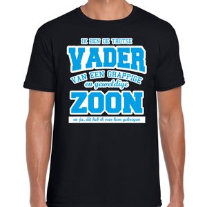 Ik ben de trotse vader van zoon cadeau t-shirt zwart voor heren