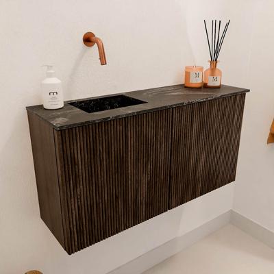 Toiletmeubel Mondiaz Joya Dlux | 80 cm | Meubelkleur Walnut | Faye wastafel Lava Wasbak Links | Zonder kraangat(en)