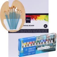 Complete hobby schilderij maken verf set - met canvas schildersdoek van 40 x 30 cm - penselen - verf