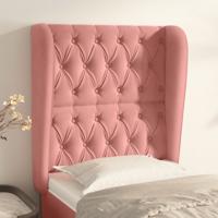 Hoofdbord met randen 83x23x118/128 cm fluweel roze