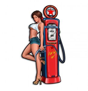 Gas Pump Pin-Up Girl Zwaar Metalen Bord 59 x 33 cm