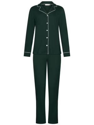 Warme katoenen doorknooppyjama groen