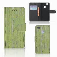 Huawei P9 Lite Book Style Case Green Wood - thumbnail