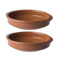 Tapas schaalt terracotta - 2x - 20 x 4,5 cm - ovenbestendig - Ovenschaaltjes - Tapas schaaltjes