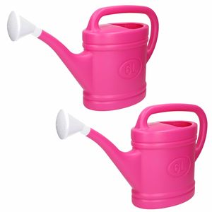 2x stuks roze tuin planten gieter met broeskop 6 liter