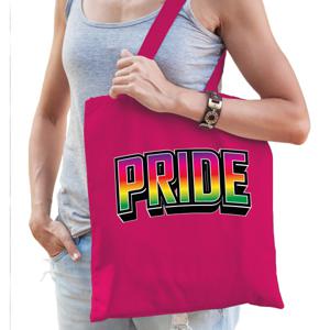 Bellatio Decorations Gay Pride tas voor dames - roze - katoen - 42 x 38 cm - regenboog - LHBTI   -