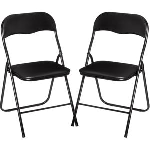 5Five Klapstoel met pvc zitting - 6x stuks - zwart - 44 x 48 x 79 cm - metaal