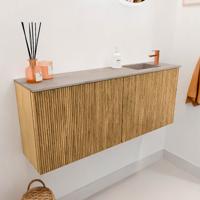 Toiletmeubel Mondiaz Joya Dlux | 100 cm | Meubelkleur Oak | Faye wastafel Saba Wasbak Rechts | 1 kraangat