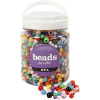 Creativ Company Pony kralen, d 6-10 mm, gatgrootte 3-5 mm, ca. 1720 stuk, diverse kleuren, 430 gr, 700 ml/ 1 doosje