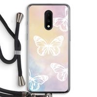 White butterfly: OnePlus 7 Transparant Hoesje met koord