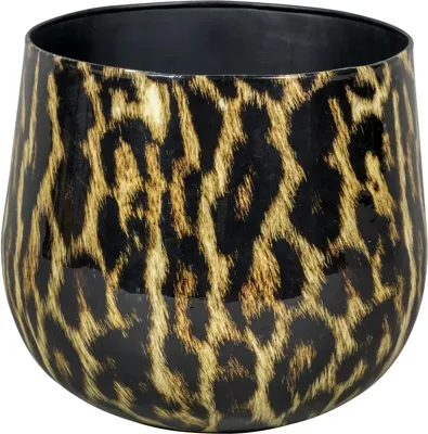 Bloempot Panter rond metaal 25x22.5cm