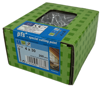 pgb-Europe PFS+ | Spaanplaatschroef PFS+ VZK-T Ø 4,0x30 Zn - 200 stuks - PFWVTV001004000303