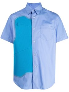 Fumito Ganryu chemise à empiècement en résille - Bleu