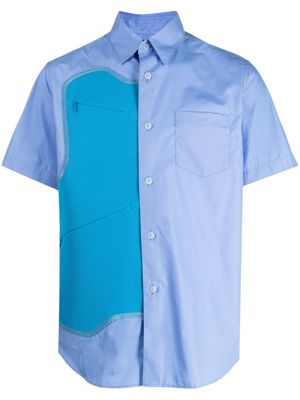 Fumito Ganryu chemise à empiècement en résille - Bleu