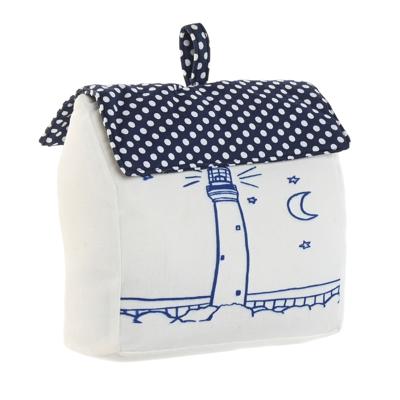 Deurstopper maritiem huis - wit - polyester - 15 x 8 x 17 cm Deurstopper maritiem huis - wit - polyester - 15 x 8 x 17 cm