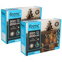 Kerstverlichting - 2x - warm wit - 20 meter - 200 led lampjes - transparant snoer Kerstverlichting - 2x - warm wit - 20 meter - 200 led lampjes - transparant snoer