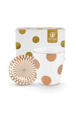 Pip Studio Set Mok zonder Oor & Theetip Dot Delight Wit/Goud 290ml