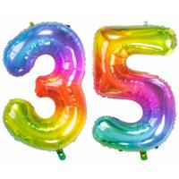 Folat Verjaardag Leeftijd folieballon - 35 jaar - multi kleuren - 86 cm - cijferballon groot