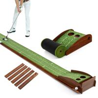 302 cm Golf Putting Mat Golf Putting Baan met Automatische Balterugloop met 2 Hole Maten 3 Golfballen voor Binnen/Buiten Gebruik