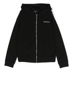 Emporio Armani Kids hoodie zippé à logo imprimé - Noir