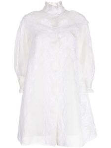 SHIATZY CHEN lace organza single-breasted coat - Blanc