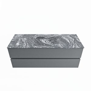 MONDIAZ VICA-DLUX 130cm badmeubel onderkast Plata 2 lades. Inbouw wastafel CLOUD midden zonder kraangat, kleur Lava.