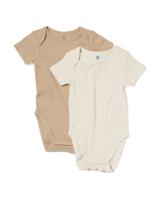 HEMA Meegroei Rompers Rib Met Bamboe Stretch - 2 Stuks Beige (beige) - thumbnail