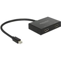 Delock 87695 DisplayPort-splitter Met metalen behuizing, Met ingebouwde converter Zwart