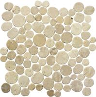 Stone Line Coins Mozaiek Tegel Round - Crème Marmer Ongeglazuurd 300x300mm