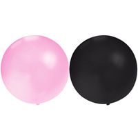 Bellatio Decorations 10x groot formaat ballonnen zwart en roze met diameter 60 cm