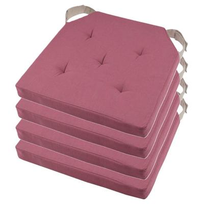 Stof Textile stoelkussen DUO - 4x - roze - 38 x 38 x 4 cm - klittenband sluiting